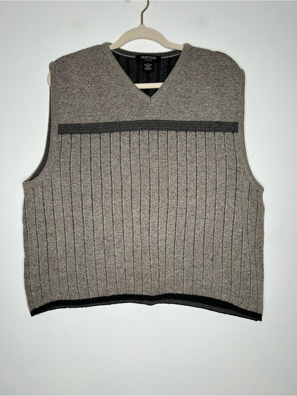 Vintage 90's Taupe Gray V-Neck Sweater Vest Cropped Boxy Fit Size Large Unisex